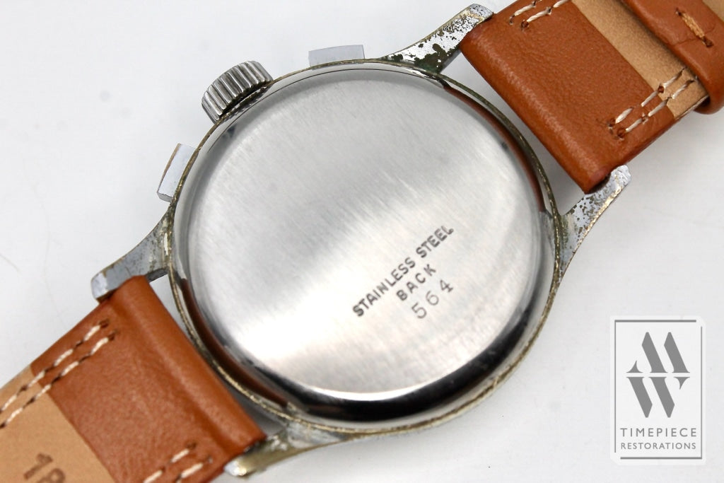 Helbros 1940S-50S Handsome Chronograph Wristwatch - Venus Cal. 170 With Nickel And Steel Case