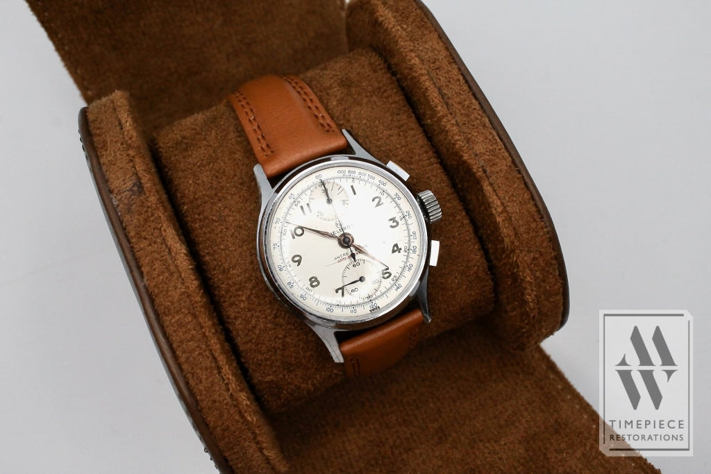 Helbros 1940S-50S Handsome Chronograph Wristwatch - Venus Cal. 170 With Nickel And Steel Case