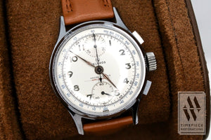 Helbros 1940S-50S Handsome Chronograph Wristwatch - Venus Cal. 170 With Nickel And Steel Case