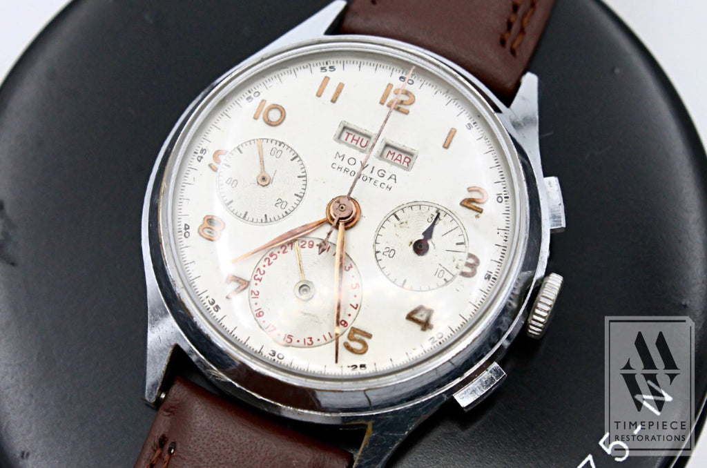 Moviga Chronotech 1950S Chronograph Triple Date Wristwatch - Landeron Cal. 185 With Nickel And
